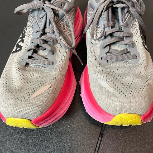 HOKA Womens Bondi 8 'Castlerock Strawberry' Size 8.5 Good Condition NO BOX - Picture 7 of 14